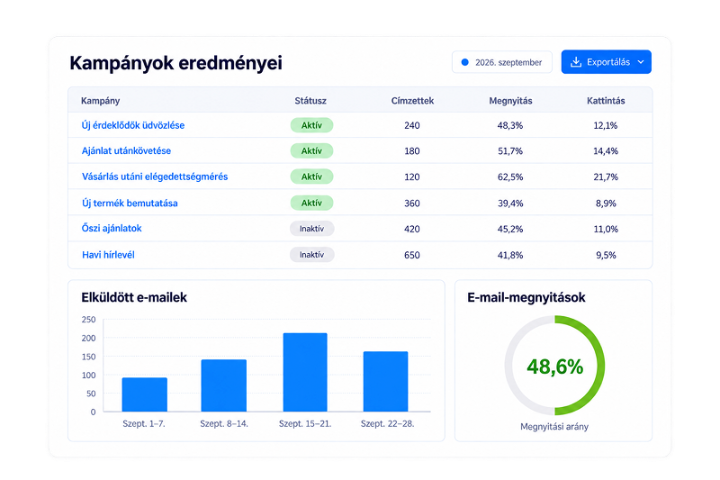 MiniCRM marketing kampány riport